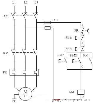 低压电动机两地控制二次回路图 - 电路图分享 