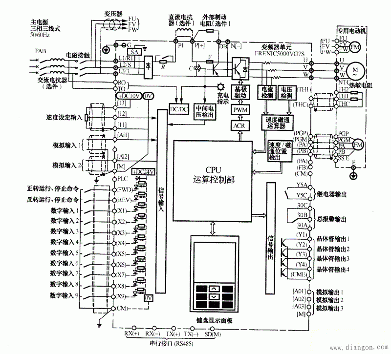 矢量变频器接线图图片